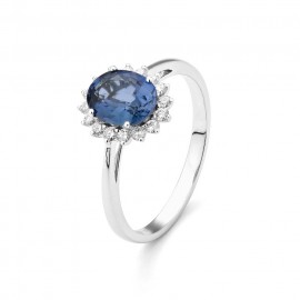 Harmony 18 K Weissgold Diamant Blau Saphir Ring R9107104NWA14