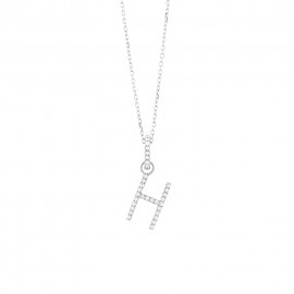 Harmony 18k Weissgold Diamant Buchstaben (H) Damen Halskette PW140H01NWA42