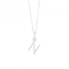 Harmony 18k Weissgold Diamant Buchstaben (N) Damen Halskette PW140N01NWA42