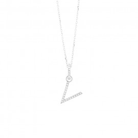 Harmony 18k Weissgold Diamant Buchstaben (V) Damen Halskette PW140V01NWA42
