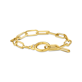 Thomas Sabo Gliederarmband mit Ringverschluss und weißen Steinen vergoldet A2133-414-14