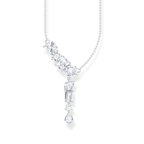 Thomas Sabo Halskette im Y-Stil mit acht weißen Steinen Silber KE2194-051-14