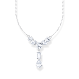Thomas Sabo Halskette im Y-Stil mit sieben weißen Steinen Silber KE2195-051-14