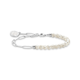 Thomas Sabo Member Charm-Armband mit weißen Perlen und Charmista Coin Silber A2129-158-14