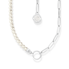 Thomas Sabo Member Charm-Kette mit weißen Perlen und Charmista Coin Silber KE2189-158-14